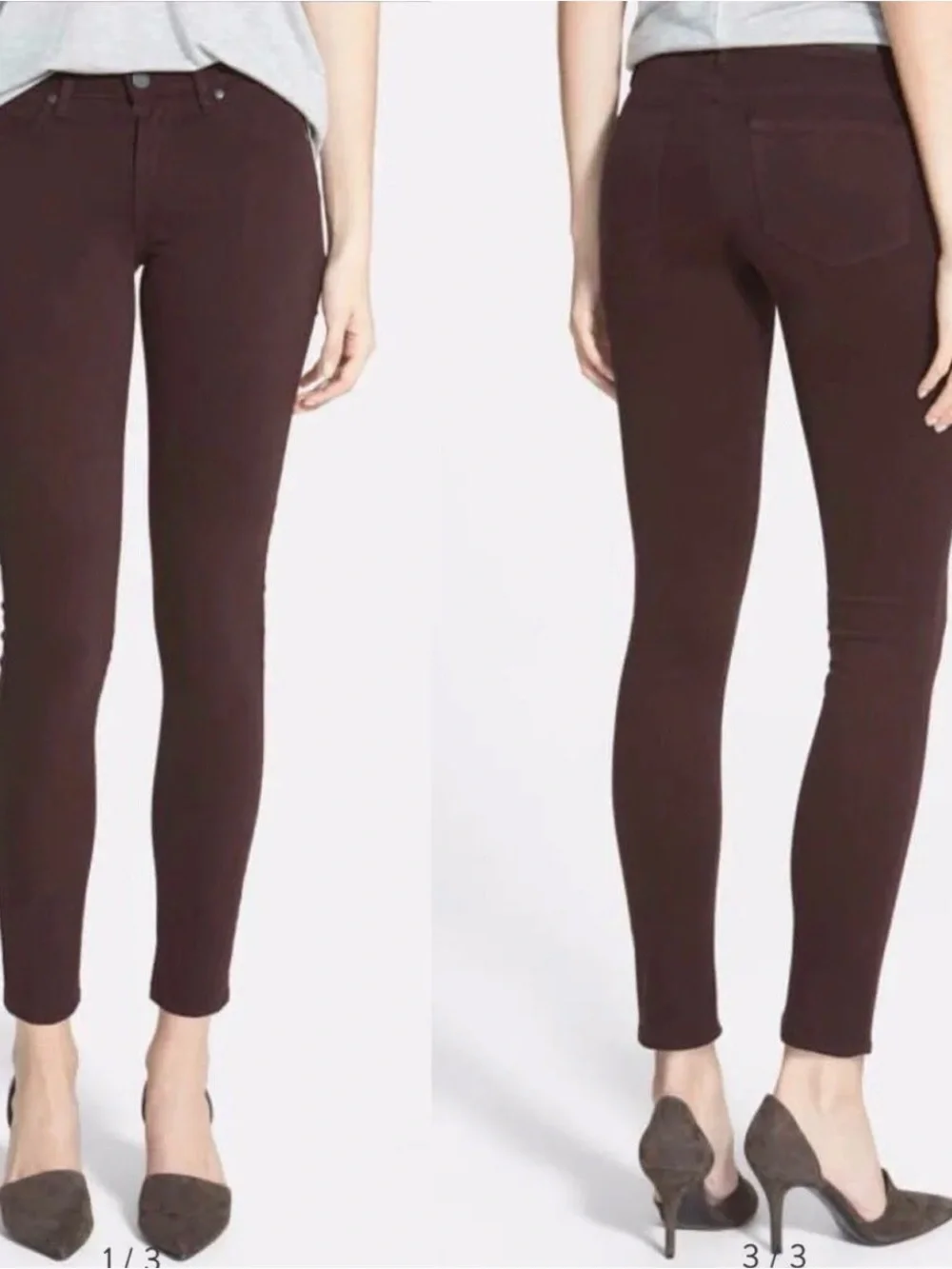 PAIGE $189 Verdugo Ultra Skinny Jeans in Dark Wine 25 - Picture 2 of 8